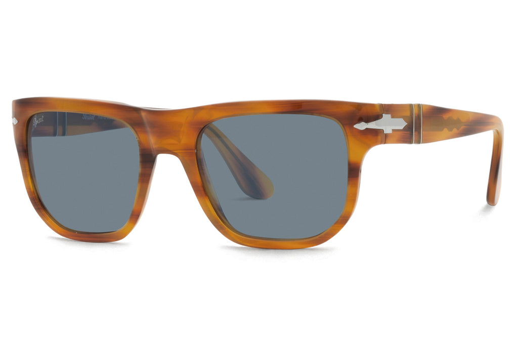 Persol - PO3306S Sunglasses Striped Brown with Light Blue Lenses (960/56)