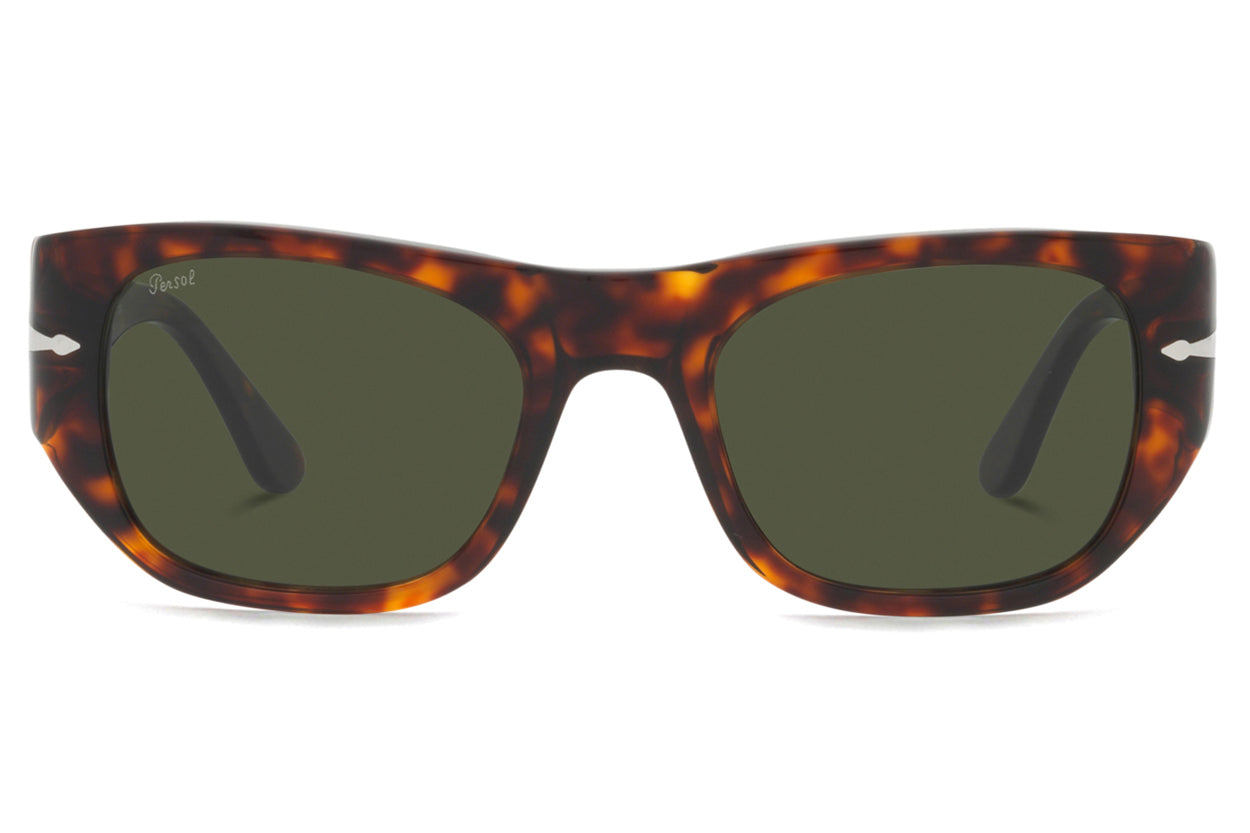 Persol Sunglasses 3308-S 24/31 Polished Tortoise Square Frames with Green Lenses Persol PO3308S M (51 - 21) with Green lenses and Tortoise  main image 2