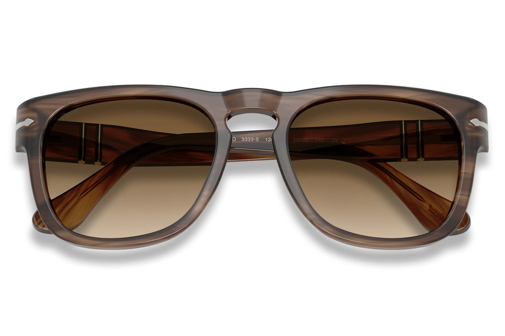 Persol - PO3333S Sunglasses Striped Brown with Brown Gradient Lenses (120851)