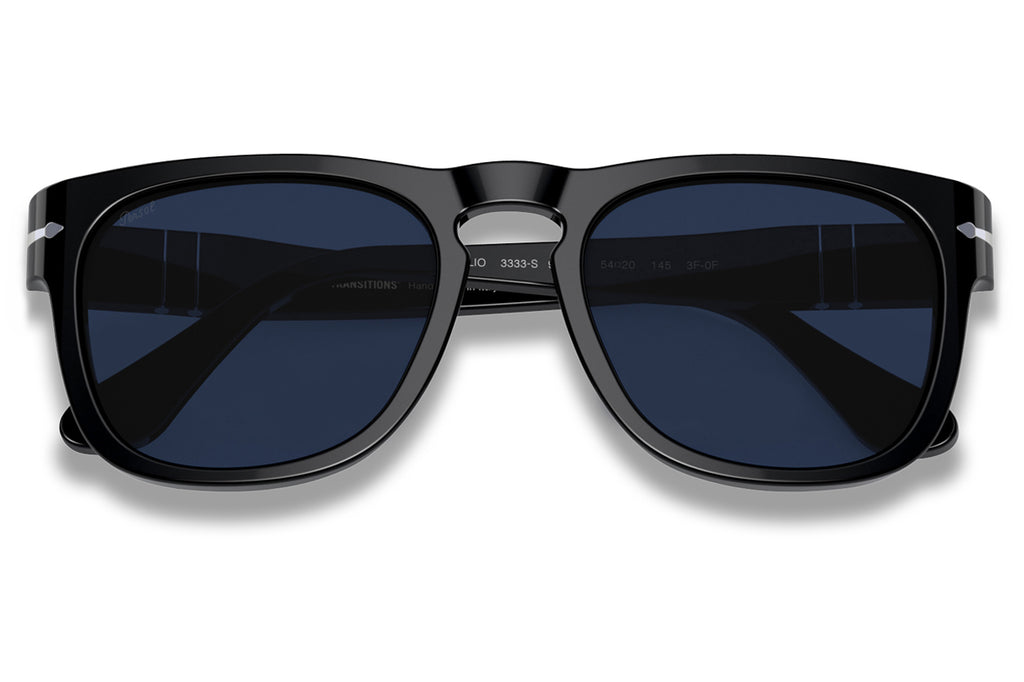 Persol - PO3333S Sunglasses Black with Transitions 8 Sapphire Lenses (95/GG)