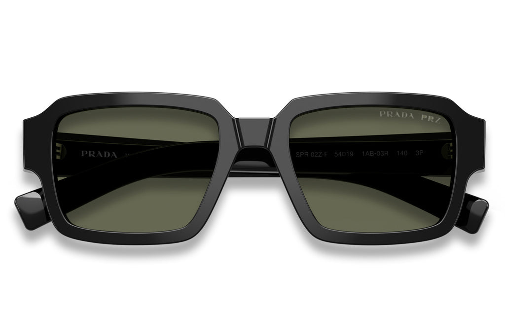 Prada - PR 02ZSF Sunglasses Black with Green Polar Lenses (1AB03R)