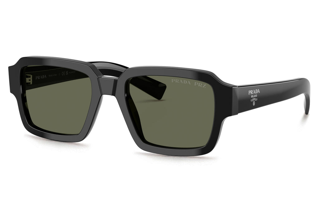 Prada - PR 02ZSF Sunglasses Black with Green Polar Lenses (1AB03R)