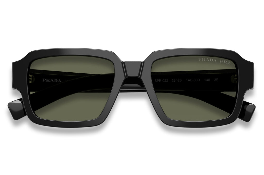 Prada - PR 02ZS Sunglasses Black with Green Polar Lenses (1AB03R)