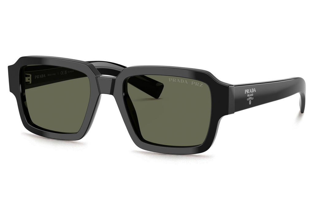Prada - PR 02ZS Sunglasses Black with Green Polar Lenses (1AB03R)