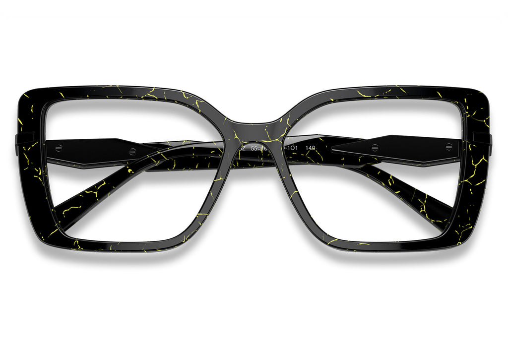 Prada - PR 03ZV Eyeglasses Black/Yellow Marble (19D1O1)