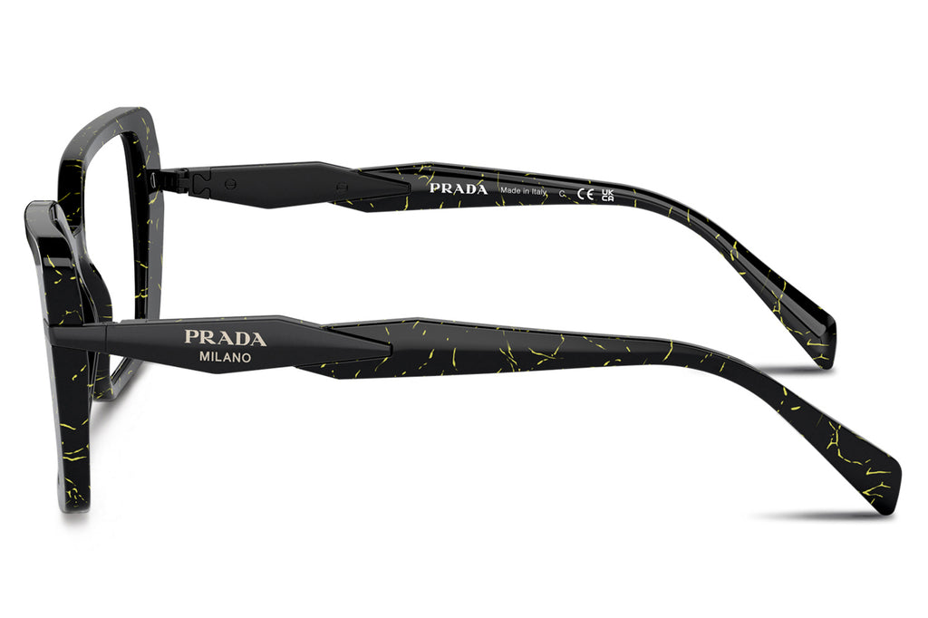 Prada - PR 03ZV Eyeglasses Black/Yellow Marble (19D1O1)
