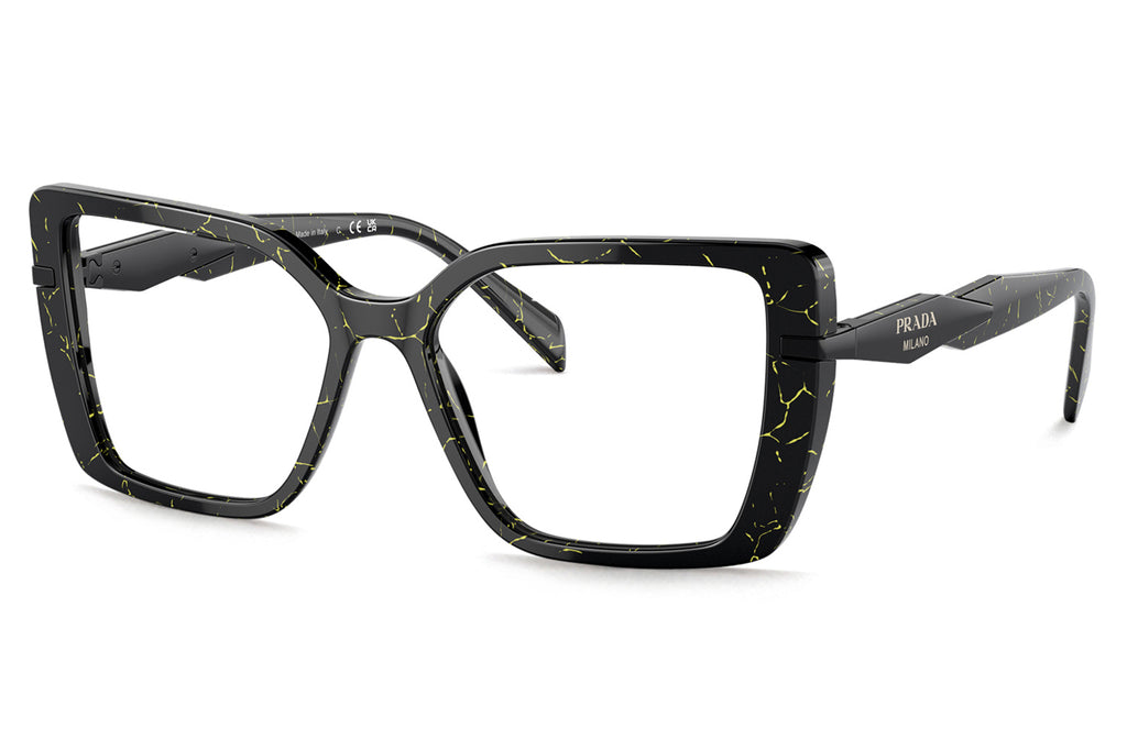 Prada - PR 03ZV Eyeglasses Black/Yellow Marble (19D1O1)
