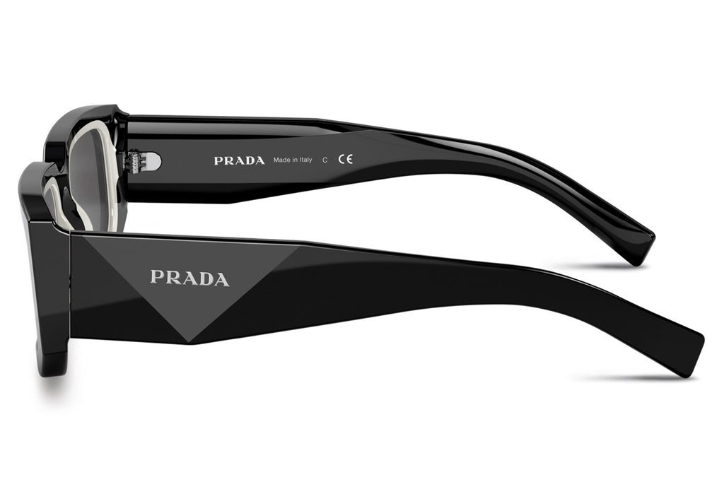 Prada - PR 06YSF (Low Bridge Fit) Sunglasses Black/White with Dark Grey Lenses (09Q5S0)