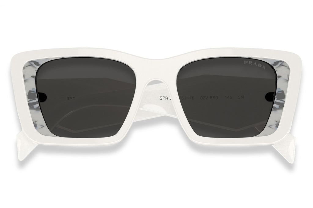 Prada - PR 08YS Sunglasses White/Havana Black with Dark Grey Lenses (02V5S0)