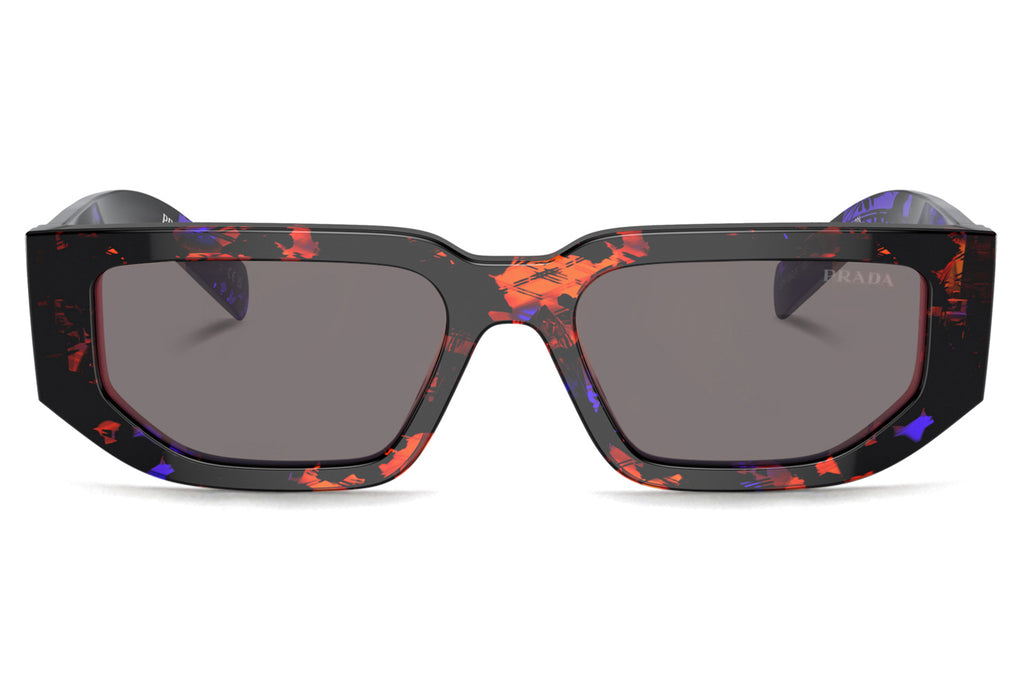 Prada - PR 09ZSF (Low Bridge Fit) Sunglasses Abstract Orange with Dark Grey Mirror Blue/Red (06V40E)