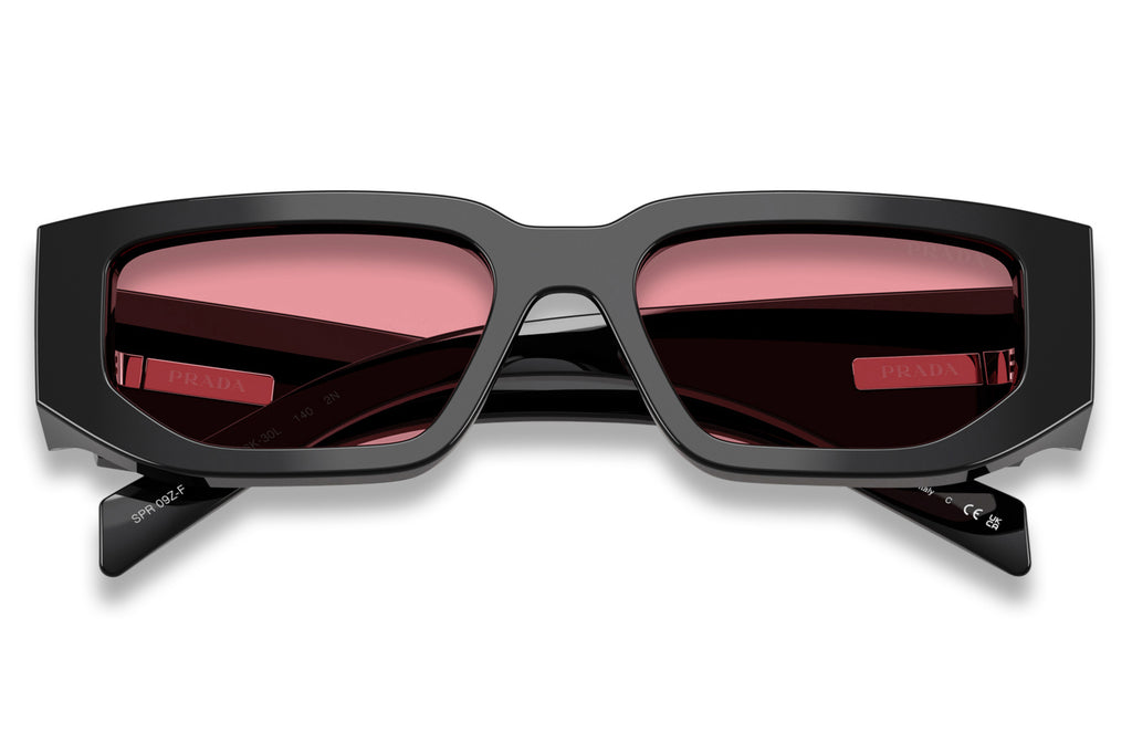Prada - PR 09ZSF (Low Bridge Fit) Sunglasses Black with Pink Lenses (16K30L)