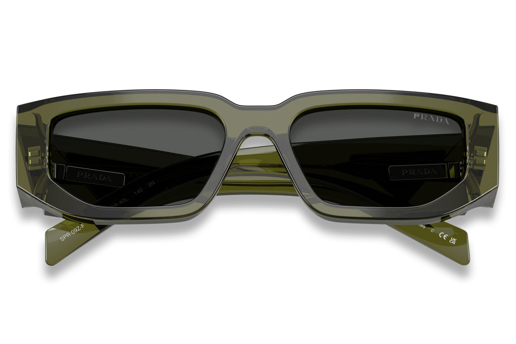 Prada - PR 09ZSF (Low Bridge Fit) Sunglasses Transparent Military Green with Dark Grey (25A40L)