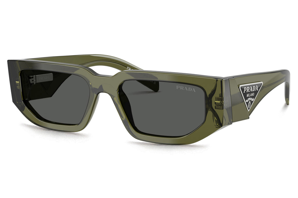 Prada - PR 09ZSF (Low Bridge Fit) Sunglasses Transparent Military Green with Dark Grey (25A40L)