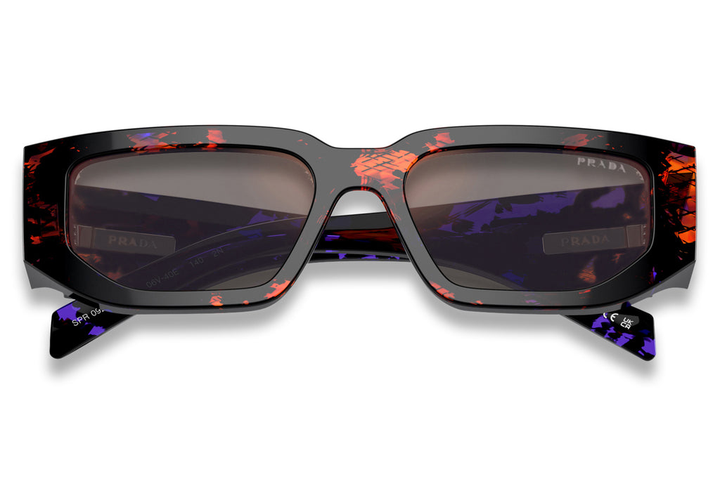 Prada - PR 09ZS Sunglasses Abstract Orange with Dark Grey Mirror Blue/Red Lenses (06V40E)