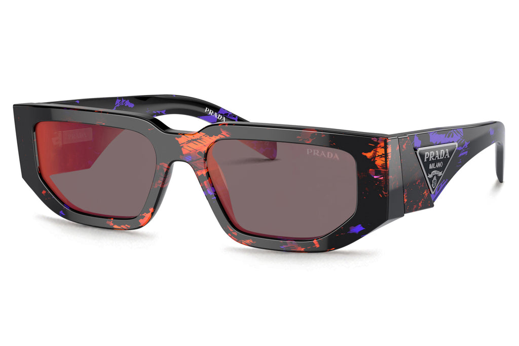 Prada - PR 09ZS Sunglasses Abstract Orange with Dark Grey Mirror Blue/Red Lenses (06V40E)
