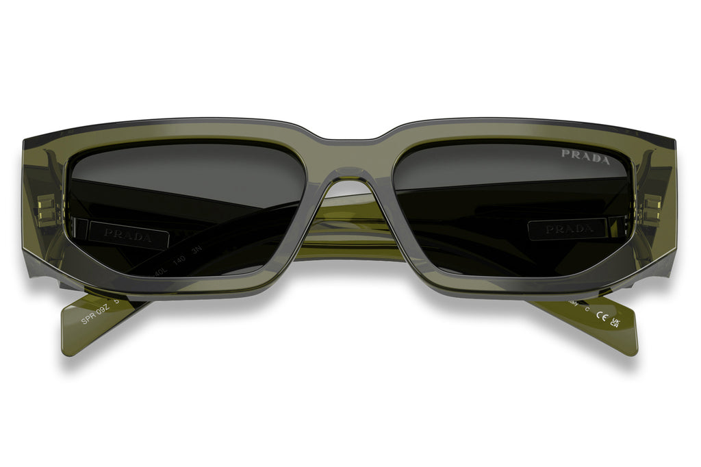 Prada - PR 09ZS Sunglasses Transparent Military Green with Dark Grey Lenses (25A40L)
