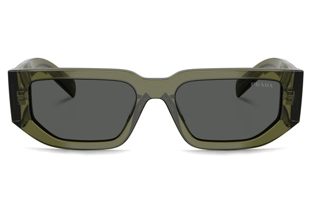 Prada - PR 09ZS Sunglasses Transparent Military Green with Dark Grey Lenses (25A40L)