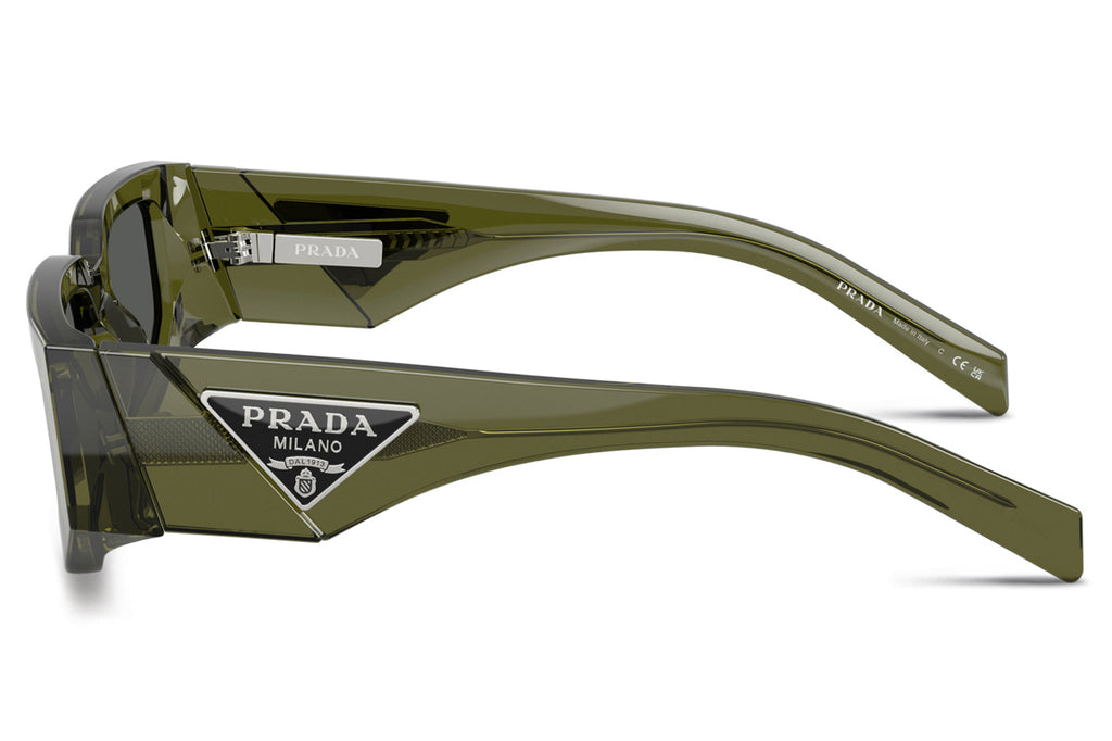 Prada - PR 09ZS Sunglasses Transparent Military Green with Dark Grey Lenses (25A40L)