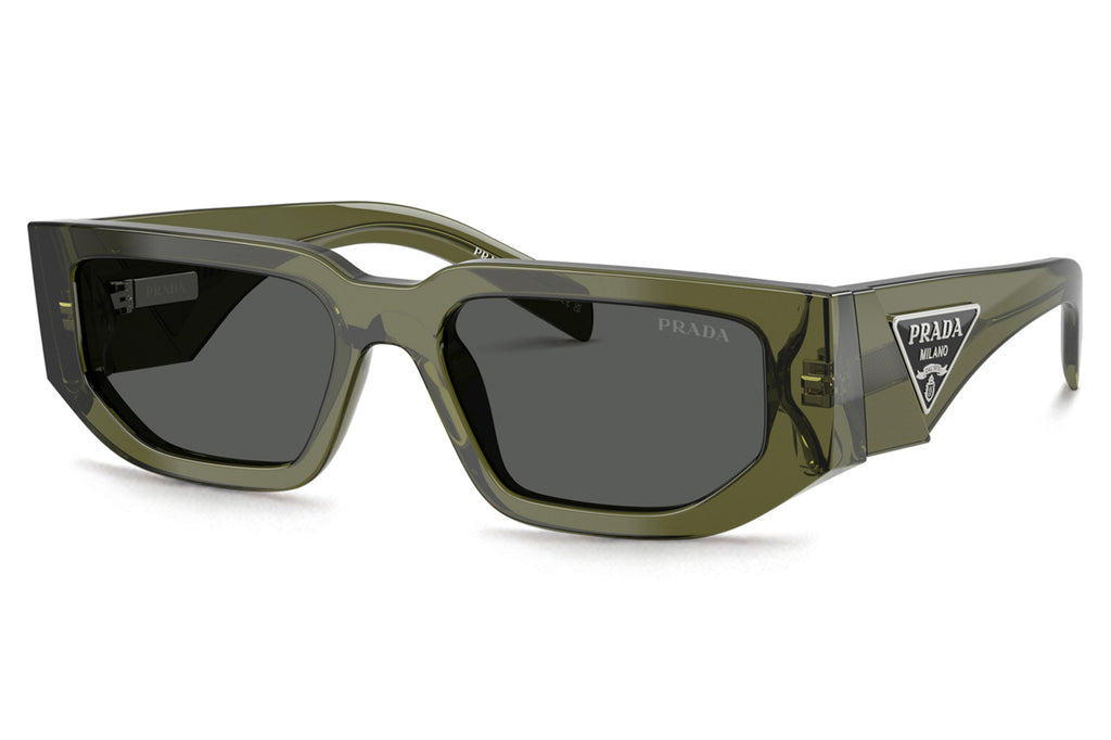 Prada - PR 09ZS Sunglasses Transparent Military Green with Dark Grey Lenses (25A40L)