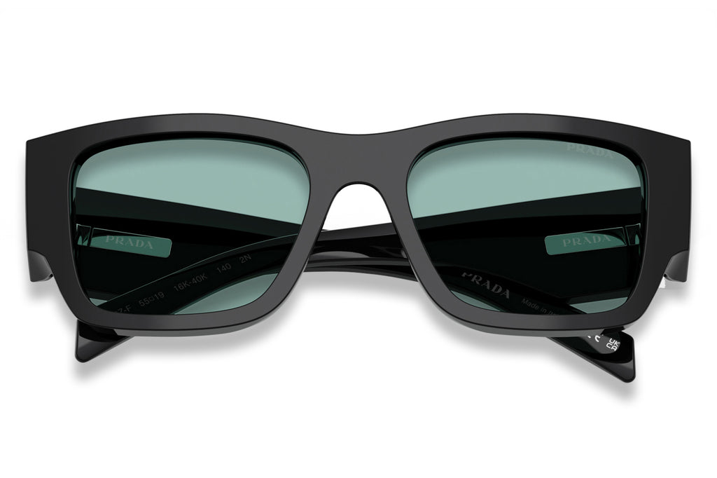 Prada - PR 10ZSF (Low Bridge Fit) Sunglasses Black with Petrol Green Lenses (16K40K)