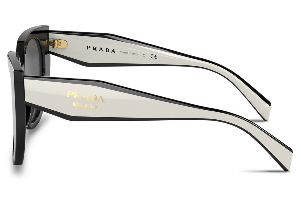 Prada - PR 14WSF (Low Bridge Fit) Sunglasses Black/Talc with Dark Grey Lenses (09Q5S0)