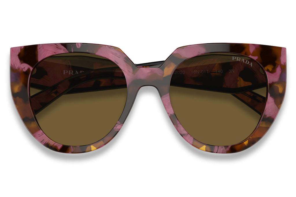 Prada - PR 14WS Sunglasses Tortoise Cognac Begonia with Dark Brown Brown Lenses (18N01T)