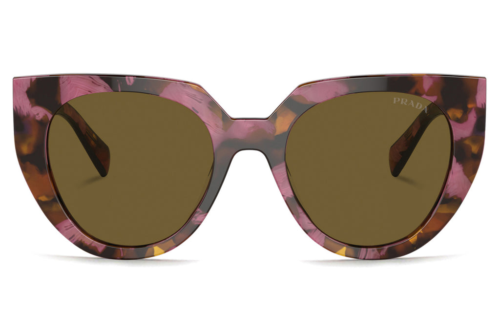 Prada - PR 14WS Sunglasses Tortoise Cognac Begonia with Dark Brown Brown Lenses (18N01T)