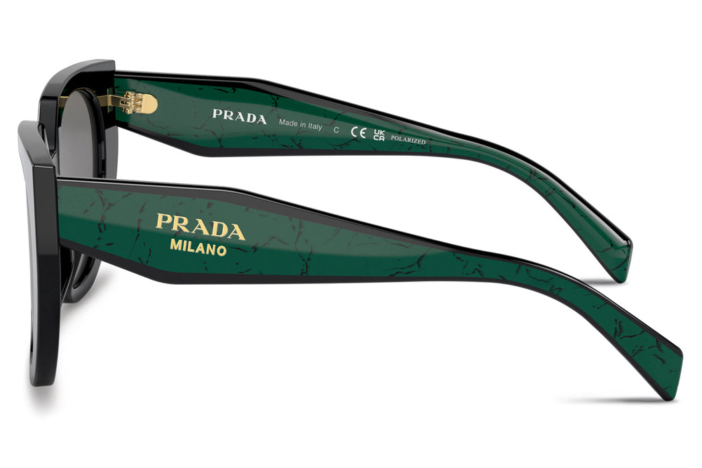 Prada - PR 14WS Sunglasses Black with Dark Grey Polar Lenses (1AB5Z1)