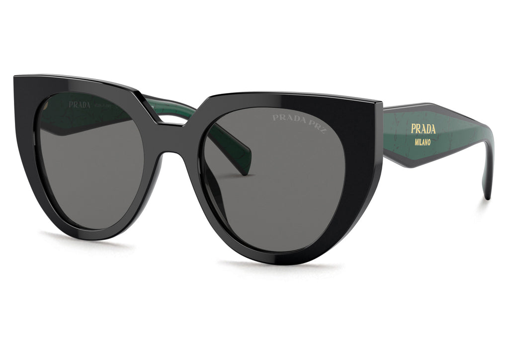 Prada - PR 14WS Sunglasses Black with Dark Grey Polar Lenses (1AB5Z1)