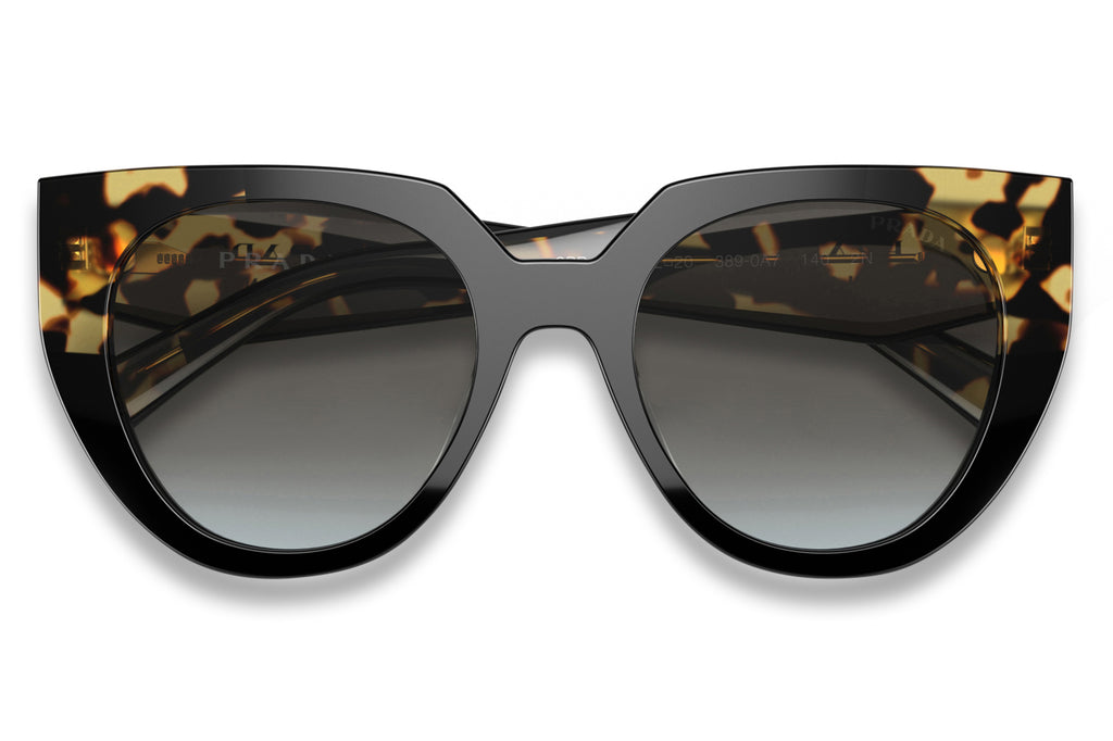 Prada - PR 14WS Sunglasses Black/Tortoise with Grey Gradient Lenses (3890A7)