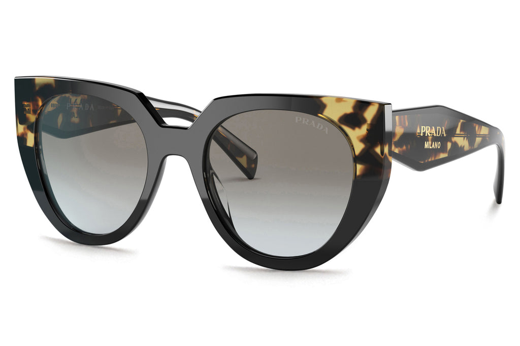 Prada - PR 14WS Sunglasses Black/Tortoise with Grey Gradient Lenses (3890A7)