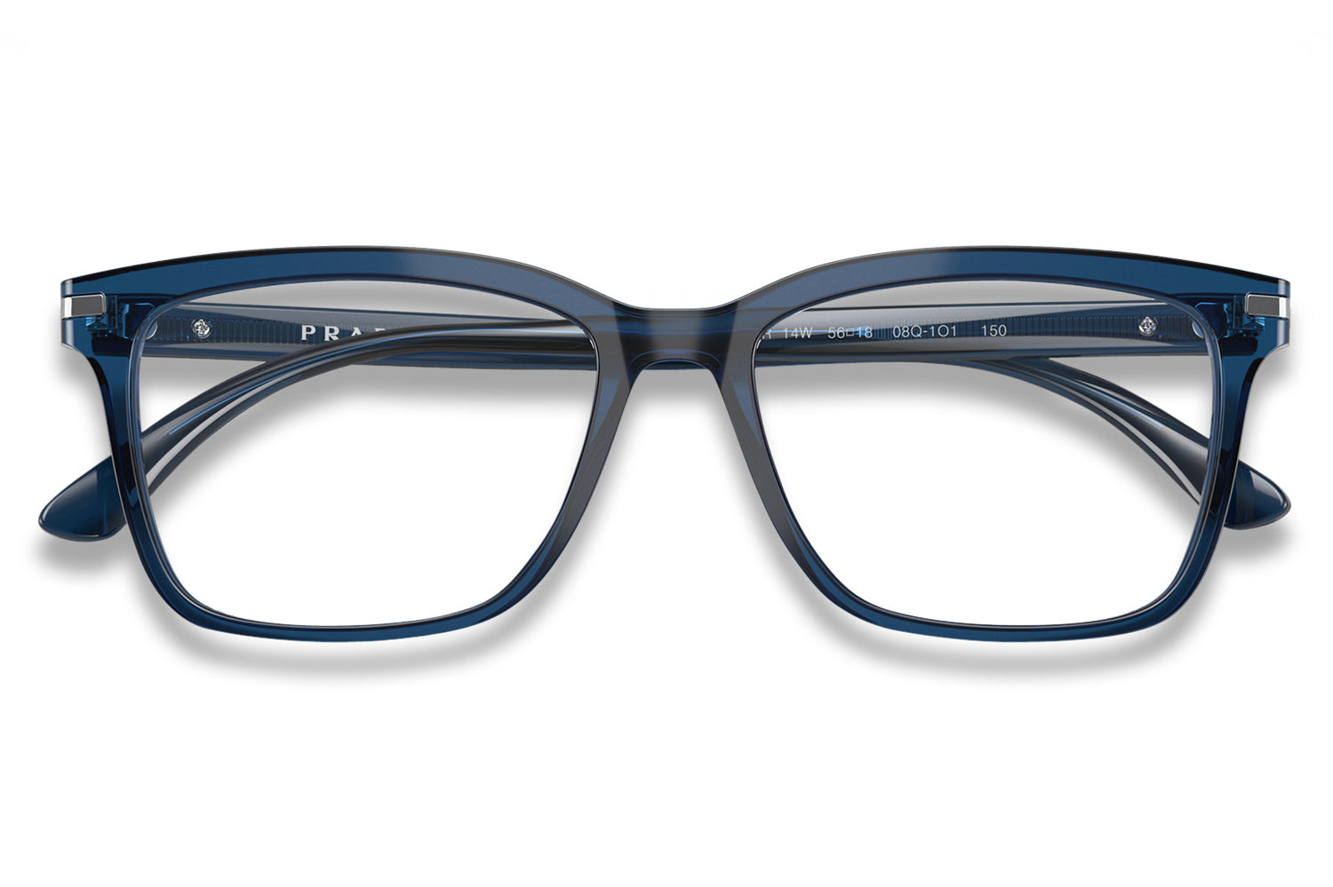 Prada Women Eyeglasses Blue Crystal Demo Square PR14WV 08Q1O1 BRAND NEW Prada - PR 14WV Eyeglasses | Specs Collective main image 4