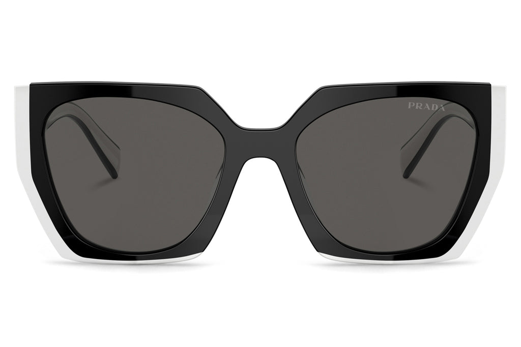 Prada - PR 15WSF (Low Bridge Fit) Sunglasses Black/Talc with Dark Grey Lenses (09Q5S0)
