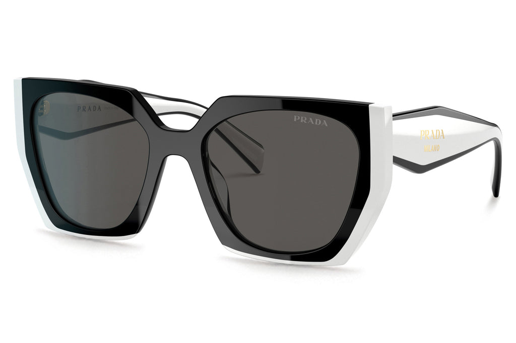 Prada - PR 15WSF (Low Bridge Fit) Sunglasses Black/Talc with Dark Grey Lenses (09Q5S0)