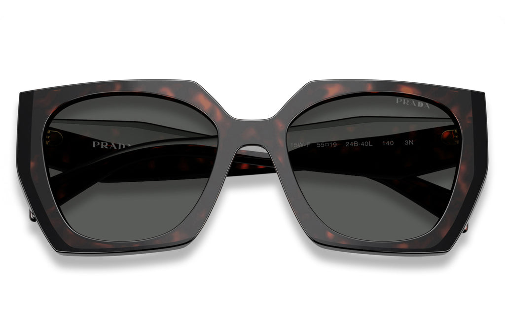 Prada - PR 15WSF (Low Bridge Fit) Sunglasses Black/Talc with Dark Grey Lenses (09Q5S0)