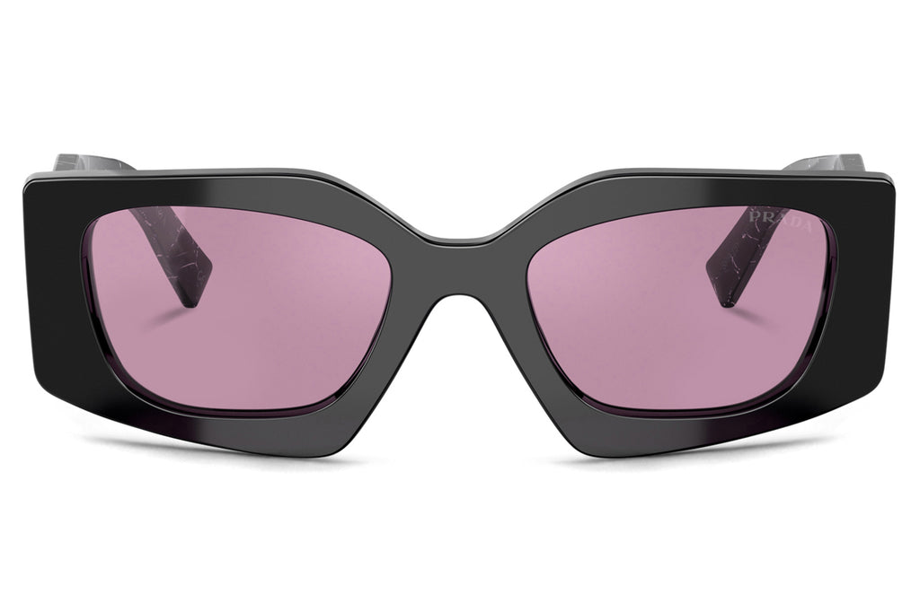 Prada - PR 15YS Sunglasses Black with Dark Violet Mirror Silver  Lenses (1AB07Q)