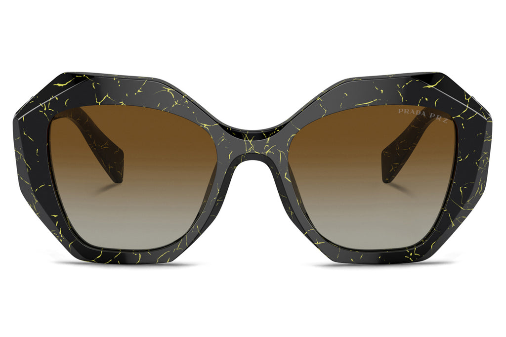Prada - PR 16WS Sunglasses Black/Yellow Marble with Brown Gradient Polar Lenses (19D6E1)