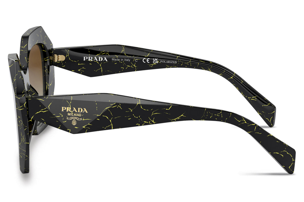 Prada - PR 16WS Sunglasses Black/Yellow Marble with Brown Gradient Polar Lenses (19D6E1)