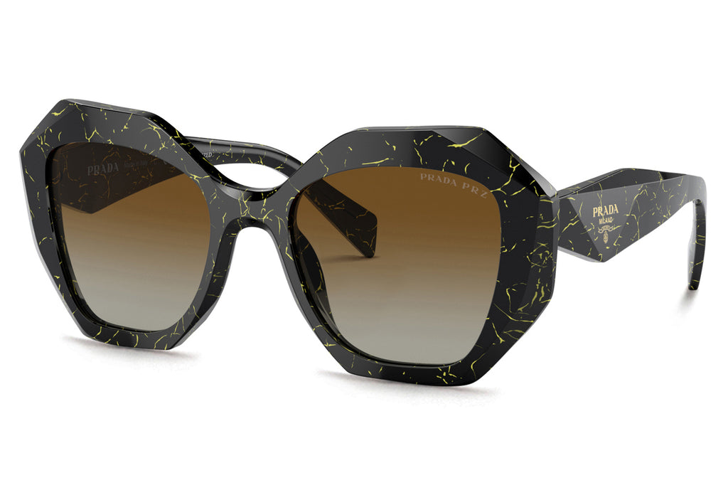 Prada - PR 16WS Sunglasses Black/Yellow Marble with Brown Gradient Polar Lenses (19D6E1)