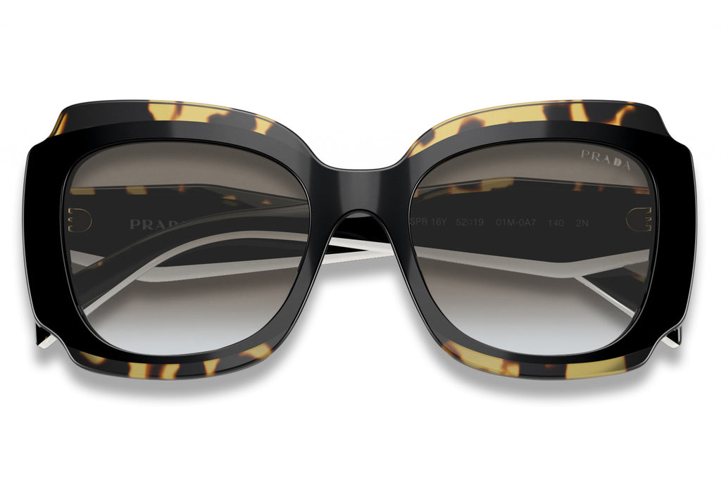 Prada - PR 16YS Sunglasses Black/Havana with Dark Grey Lenses (01M0A7)