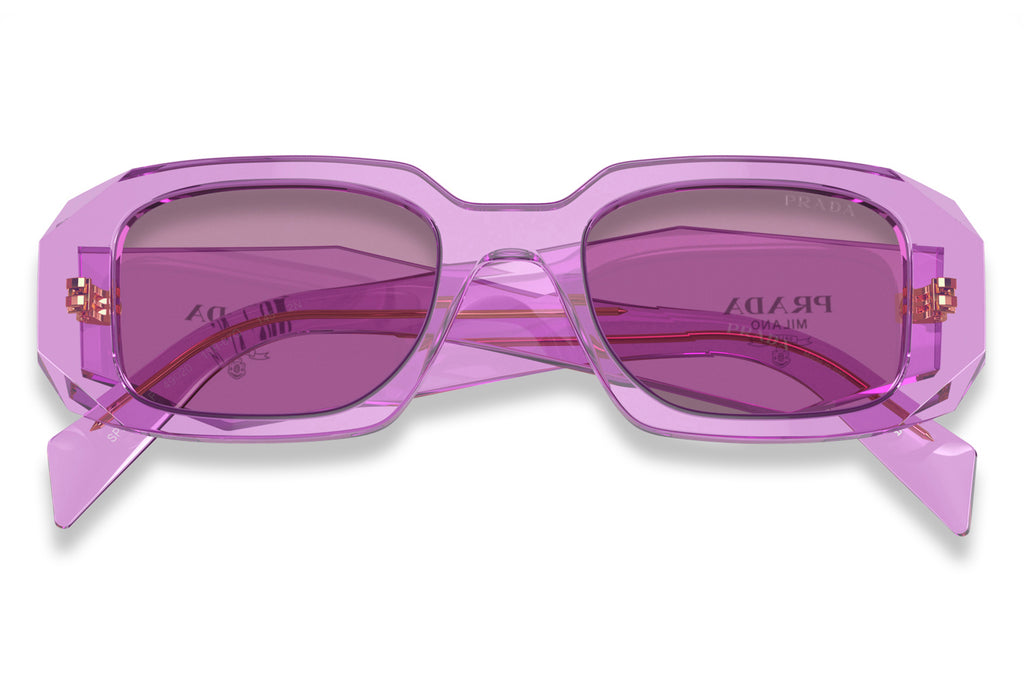 Prada - PR 17WSF (Low Bridge Fit) Sunglasses Transparent Amethyst with Dark Violet Lenses (13R07Q)