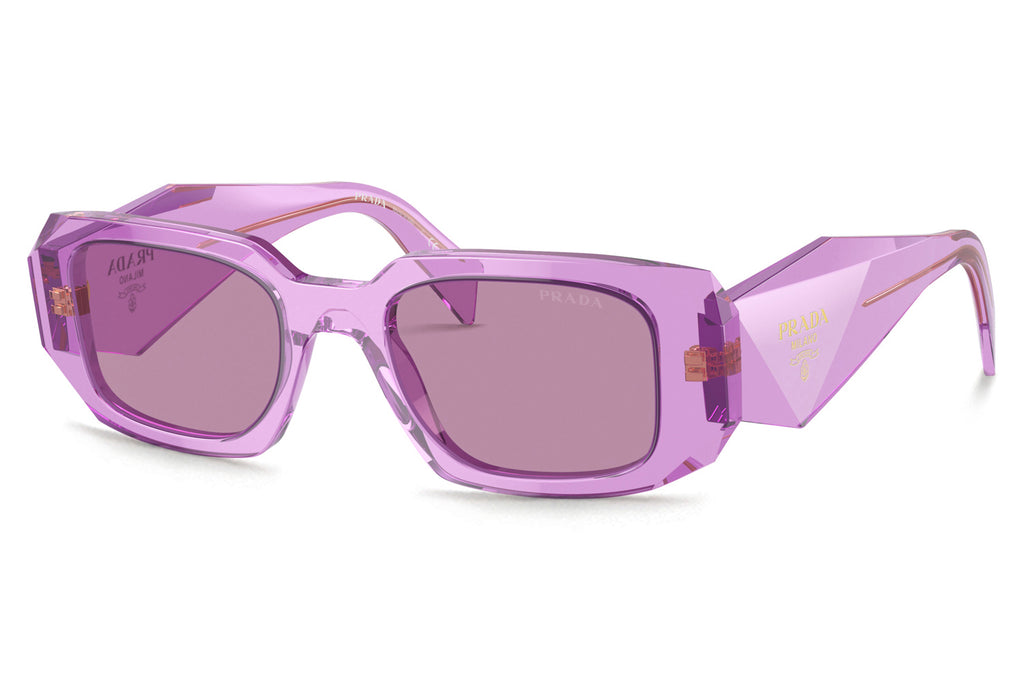 Prada - PR 17WSF (Low Bridge Fit) Sunglasses Transparent Amethyst with Dark Violet Lenses (13R07Q)