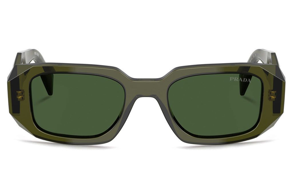 Prada - PR 17WSF (Low Bridge Fit) Sunglasses Transparent Bottle with Dark Green Lenses (19Z1I0)
