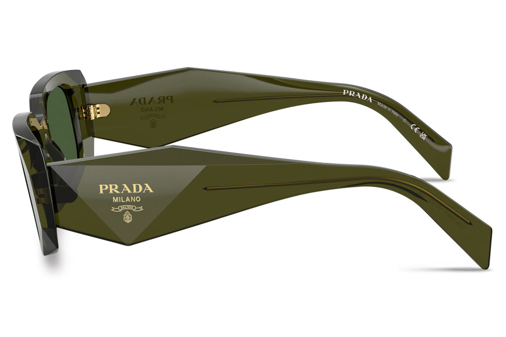 Prada - PR 17WSF (Low Bridge Fit) Sunglasses Transparent Bottle with Dark Green Lenses (19Z1I0)