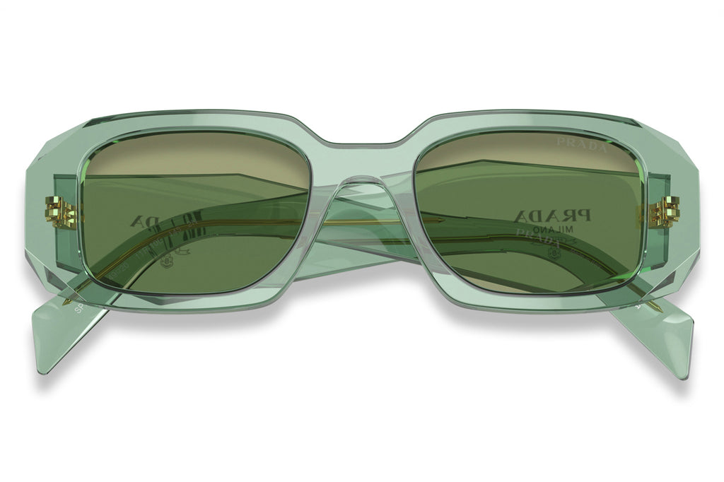 Prada - PR 17WS Sunglasses Transparent Sage with Green Mirror Internal Silver Lenses (11R10E)