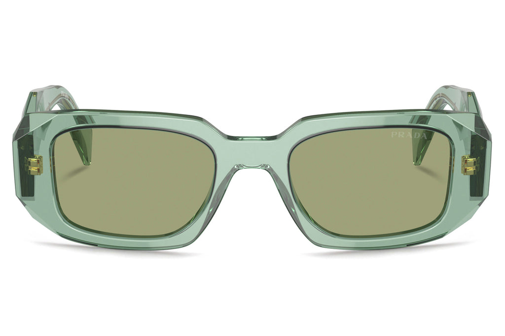 Prada - PR 17WS Sunglasses Transparent Sage with Green Mirror Internal Silver Lenses (11R10E)