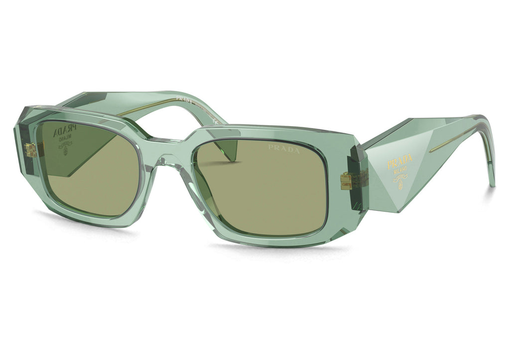 Prada - PR 17WS Sunglasses Transparent Sage with Green Mirror Internal Silver Lenses (11R10E)