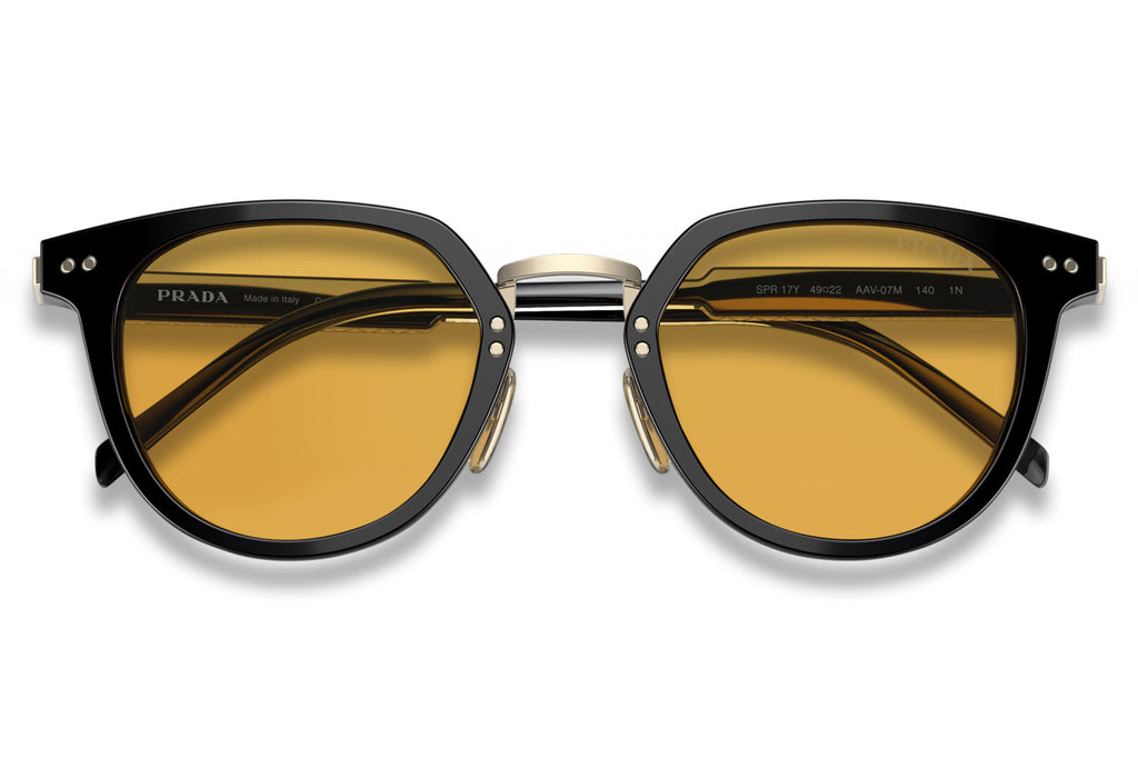 Prada - PR 17YS Sunglasses Black with Yellow Orange Lenses (AAV07M)