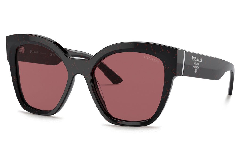 Prada - PR 17ZS Sunglasses Black/Etruscan Marble with Dark Violet Lenses (11F08S)