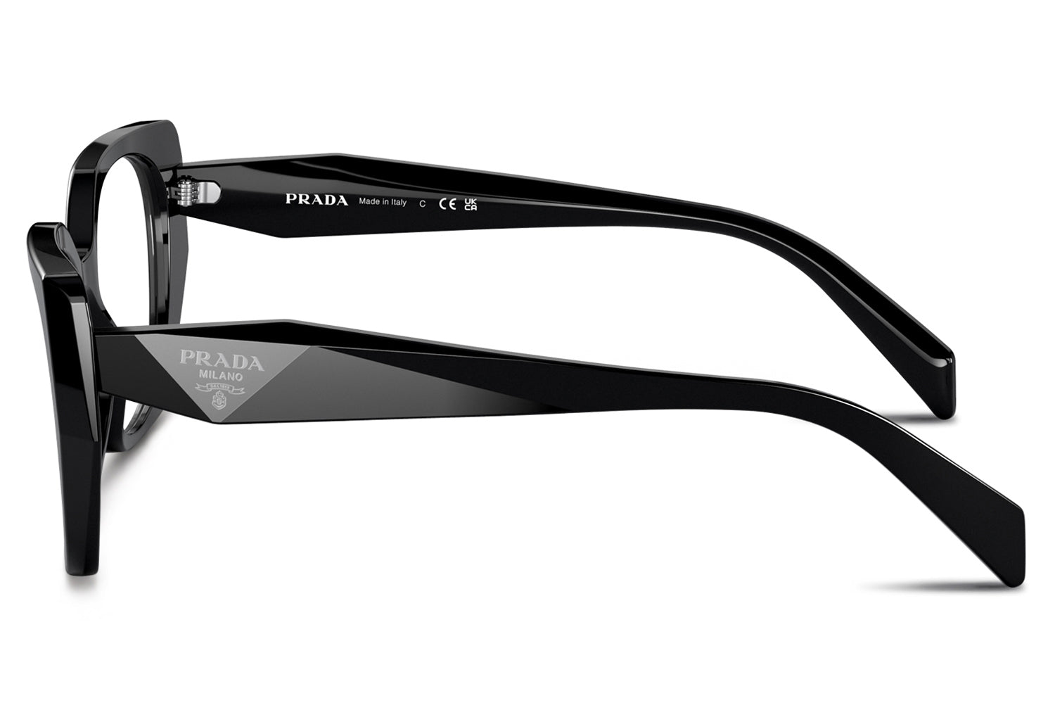 Prada Symbole Geometric Cat-Eye Sunglasses PR 18W Black with Triangle Logo Black Prada Sunglasses with Triangle Logo | prdsunglasses.com main image 4